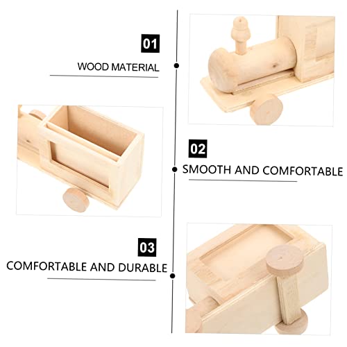 YARNOW 2pcs DIY Train Pen Holder Unfinished Wooden Toys Unfinished Blank Pen Cup Cute Pen Pot Statues Blank Wood Car Unpainted Wood Model Wooden YARNOW