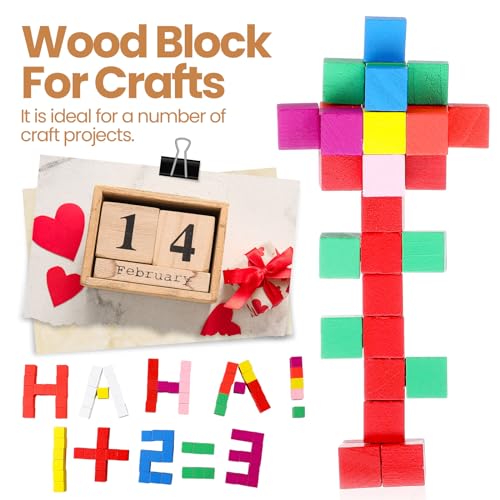 Barydat 300 Pcs Wooden Cube Unfinished Wooden Craft Cube Natural Blank Wooden Block for Craft Square Wood Block Cube Craft Wood Craft Supply Wood Barydat