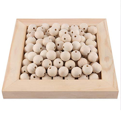 HAKZEON 25mm 300 PCS Natural Wooden Beads for Crafts, Round Spacer Unfinished Loose Wood Beads Set for Assorted Jewellery Making, Garland, Home - WoodArtSupply