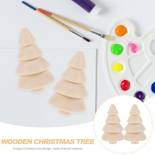 VILLCASE Unfinished Wood Christmas Tree 10Pcs Mini Wooden Xmas Tree Craft Blank Wooden Christmas Tree Acorns Farmhouse Wood Trees DIY Natural Rustic VILLCASE