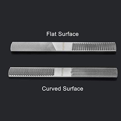 Wood Rasp 2 Packs with Premium Grade High Carbon Hand File and Round Rasp, Half Round Flat & Needle Files. Best Wood Rasp Set for Sharping Wood and Roontin