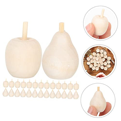 Toddmomy 160 pcs Wooden Fruit Ornaments Kids Toys miniture Decoration DIY Crafts Kids Painting Wood Crafts Lifelike Mini Pears Wood Paint for Crafts