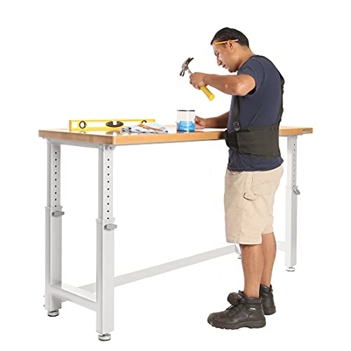 Seville Classics Heavy-Duty Wood Top Workbench Height Adjustable Desk, 72", Granite Grey - WoodArtSupply