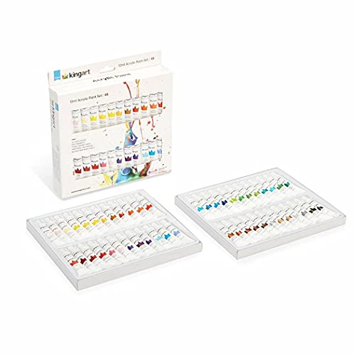 KINGART Studio Acrylic Paint, 12ml (.4oz), Set of 48 Colors KINGART