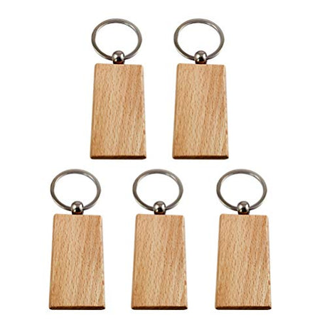 LIOOBO 5pcs Bag Purse Hanging Charm Wood Keychain Blanks Unfinished Wood Sign Geometric Keychain Wooden Key Tags Beech Wood Keychain Gift keyrings LIOOBO