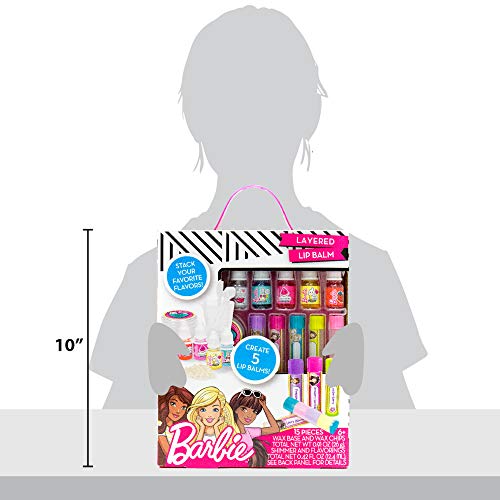 Horizon Group USA Barbie Make Your Own Layered Lip Balm Kit, DIY 5 Custom Lip balms by Mixing Flavors Like Vanilla, Strawberry, Watermelon & Tropical - WoodArtSupply