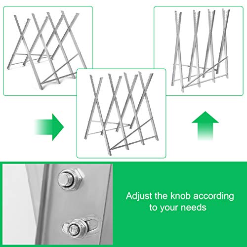 Goplus Portable Folding Sawhorse, Adjustable Steel Sawbuck for Firewood, Heavy Duty 220 lbs Sawhorse Work Table, Lightweight Log Wood Cutting Saw Goplus