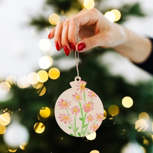 VOSAREA 50pcs DIY Christmas Wooden Hanging Ornaments with Hole Wood Unfinished Cutout Tag Blank Cutouts Natural Wooden Slices for Centerpieces DIY VOSAREA