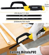 DOWELL Hacksaw Frame Set Heavy Duty Handsaw 12-inch 10-inch 6-inch Mini Hacksaw Hand Saw 8 Extra Blades Multi-function for Metal Wood PVC Pipes DOWELL