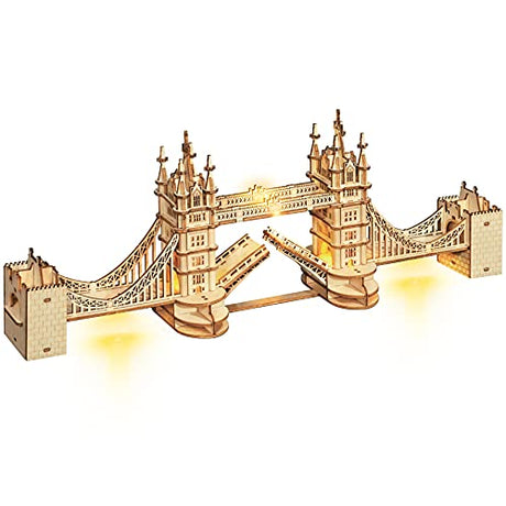 Rolife 3D Wooden Puzzles London Tower Bridge for Adults & Kids -113P Pieces Delicate 3D Puzzle Architecture Model Kits with LED Desk Decor Gift for Rolife