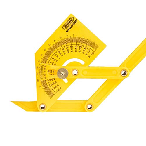 General Tools 29 Plastic Protractor and Angle Finder, Outside, Inside, Sloped Angles, 0° to 180° , Yellow General Tools
