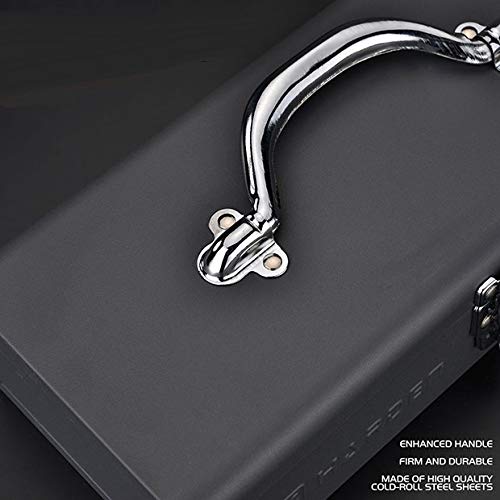 Edward Tools Metal ToolBox - Heavy Duty Portable Tool Box with Organizer Tray and Handle - Solid Metal Locking Latches - Scratch Resistant Finish Edward Tools