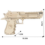 3D Wooden Puzzles, Desert Eagle Wood Gun Rubber Band Pistol Toys Machinery Model Best Gift Puzzle for Adults and Child VJOALIN