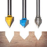 Genmitsu 1/4'' V Grooving Router Bit Set, 60 Degree & 90 Degree CNC Router Bits, 3D V Shape Milling Wood Cutter Knife CNC Engraving Router Bit, VG03A Genmitsu
