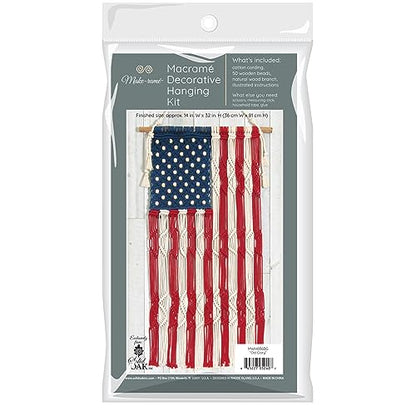 Solid Oak Make-Rame Macrame Wall Hanging Old Glory Kit - WoodArtSupply