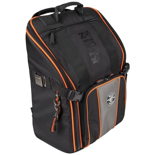 Klein Tools 55482 Tool Bag Backpack, Heavy Duty Tradesman Pro Tool Organizer with 21 Pockets and Large Interior, Water Resistant Klein Tools