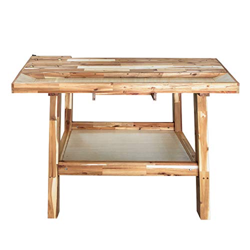 Olympia Tools 48-Inch Wood Workbench - 330 lbs Weight Capacity Wooden Workbench for Garage, Workshop and Home - Acacia Woodworking Bench Olympia Tools