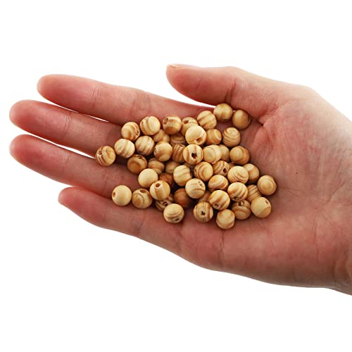 Foraineam 1000pcs Natural Wooden Beads, 8mm Round Polished Loose Beads for DIY Handmade Craft Macrame Bracelet Necklace Jewelry Making Foraineam