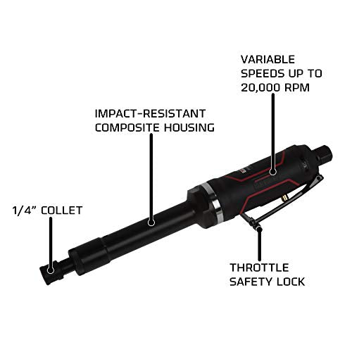 JET 1/4-Inch Pneumatic Extended Die Grinder, 20000 RPM (JAT-481) - WoodArtSupply