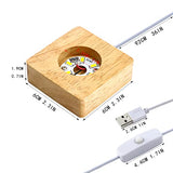 ZEERSHEE Pack 2 Wooden LED Light Display Base Crystal Glass Light Base Stand Wood LED Display Stand for 3D Crystal Laser Glass Resin Art Warm Light ZEERSHEE