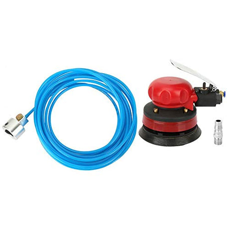 5" Air Random Orbital Palm Sander Powered Wet Orbital Air Palm Sander Pneumatic Portable Handheld 1/4" Inlet Grinding Machine Kit Reminnbor