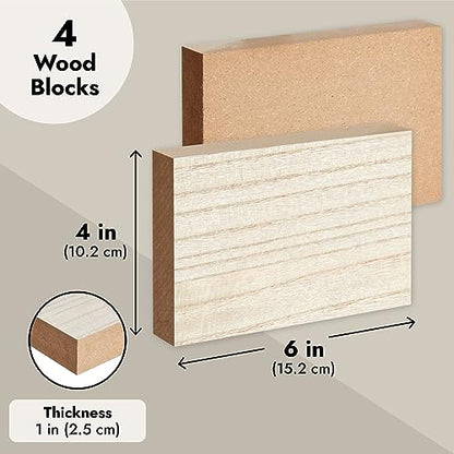 Bright Creations Unfinished Wood Rectangles for Crafts (6x4 in, 4 Pack)