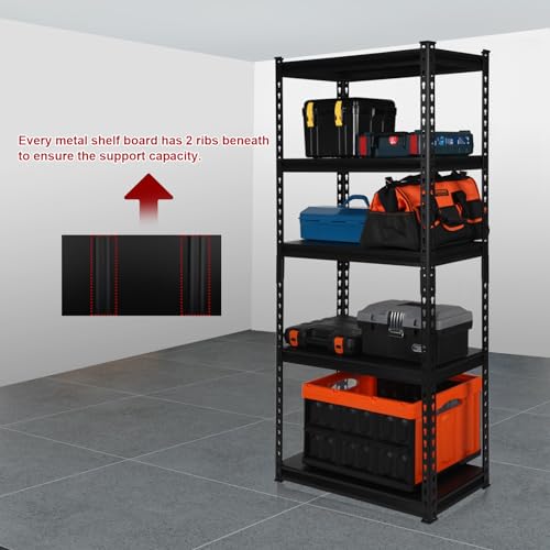 PACHIRA E-Commerce 5-Tier Garage Shelving Unit Heavy Duty Adjustable Storage Rack Metal Shelves for Kitchen, Garage, Office, 28" W x 12" D x 60" H PACHIRA E-Commerce