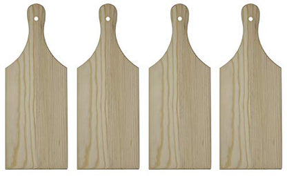 Package of 4 Unfinished Wooden Mini Cutting Boards for Decorating and Crafting