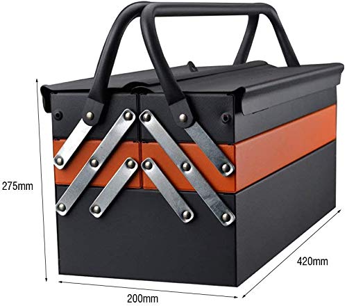 Edward Tools Portable Metal Tool Box with 3 Level Fold Out Organizer Storage - Heavy duty metal frame with smooth metal cantilever latchets - Edward Tools