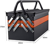 Edward Tools Portable Metal Tool Box with 3 Level Fold Out Organizer Storage - Heavy duty metal frame with smooth metal cantilever latchets - Edward Tools