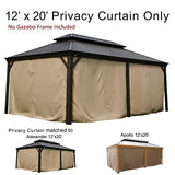 Kozyard Gazebo Privacy Curtain Outdoor Waterproof Sidewall for Hardtop Gazebo, OEM Replacement for Patio Gazebo Curtains for Alexander, Caesar, Kozyard