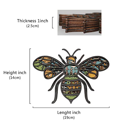 CmayAlgc 3D Wooden Bee Sculpture - Rustic Forest Decor for Home and Office CmayAlgc