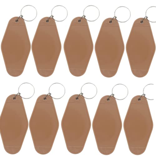 Nwsrayu 10pcs Blank Hotel Keychains Bulk Vintage Motel Keychain Vinyl HTV printing Keychains DIY Keychain tags(Coffee) - WoodArtSupply