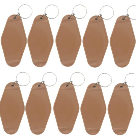 Nwsrayu 10pcs Blank Hotel Keychains Bulk Vintage Motel Keychain Vinyl HTV printing Keychains DIY Keychain tags(Coffee) Nwsrayu