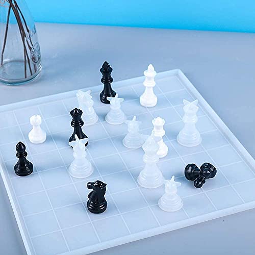 RESINWORLD 12 inches XL Large Checkers Chess Board Mold + Set of 4", 3", 2", 1.5", 1", 0.5" Clear Silicone Cube Molds, Large Deep Square Epoxy Resin