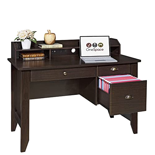 OneSpace Eleanor Executive Desk Wood Grain, Espresso - WoodArtSupply