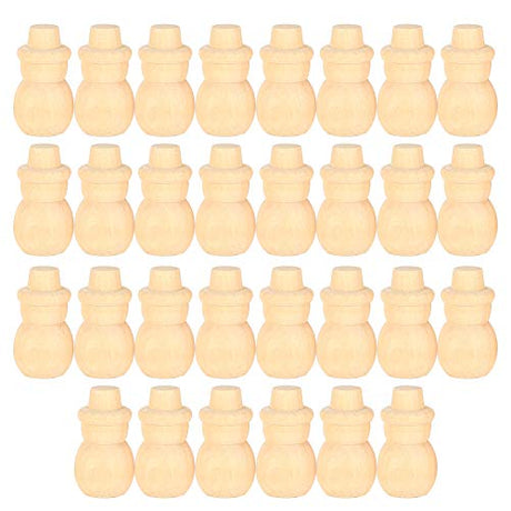 30Pcs Unfinished Wood Peg Dolls, Snowman Wooden Tiny Doll Wood Snowman Figures Wooden Peg People for Craft Art Projects and Decoration HERCHR