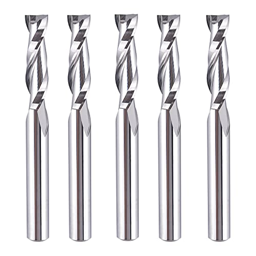 SpeTool 5Pcs Spiral Router Bits UpCut 1/4 inch Cutting Diameter 1/4 inch Shank Router Bit Set HRC55 Solid Carbide CNC End Mill for Woodworking - WoodArtSupply