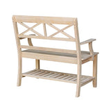 Unfinished Solid Hardwood Double X-Back Bench by IC International Concepts IC International Concepts
