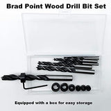QISF 16Pcs Brad Point Wood Drill Bit 3/4/5/6/8/10/12mm Wood Working Drill with 3-12MM Center Point and Stopper Perfect for Woodworking Carpentry QISF