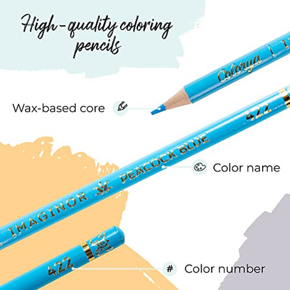 Colorya 72 Soft Core Premium Colored Pencils With Case - Imaginor Professional Coloruing Pencils for Adults Ideal for Colouring Books for Adults,