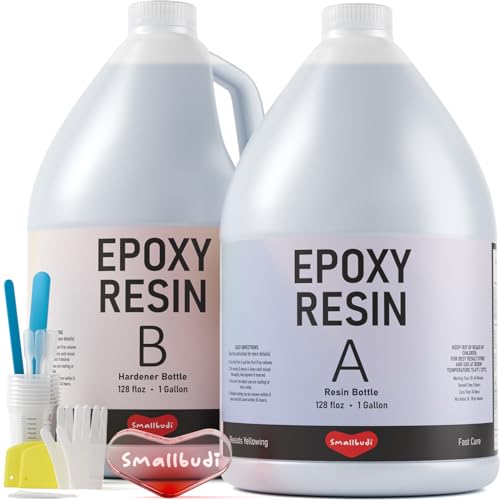 Smallbudi Epoxy Resin Kit 2 Gallon - Crystal Clear Non-Toxic Large Resin Supplies for Coating, Jewelry Making,Table Top, Easy Mix 2 Part Epoxy Resin
