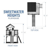 Backyard Discovery Sweetwater Heights Elevated All Cedar Wooden White Playhouse with Clubhouse Slide & Ladder Backyard Discovery