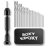Roxy Epoxy Aluminum Alloy Pin Vise Hand Drill Bits (26 Pcs) - Rotary Tool for Resin Crafts, Jewelry Repair, and Wood Carving - Micro Mini Twist Roxy Epoxy