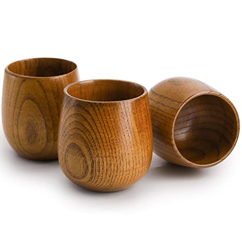 Hiceeden 6 Pack Wooden Tea Cups, 5 Oz Japanese Tea Cups Handmade Natural Wood Water Cup for Drinking, Wine, Milk, Coffee, (100-200ML) - WoodArtSupply