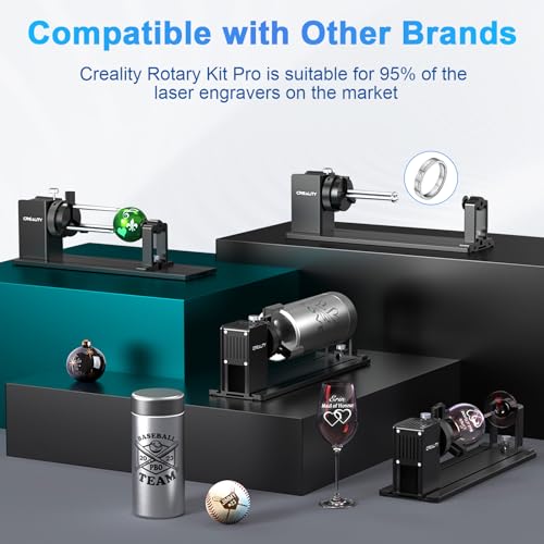 Creality Laser Rotary Roller, Y-axis Rotary Chuck for Most Laser Engravers, Rotary Kit Pro with 3 in 1 Jaw and Module Suitable for Engraving