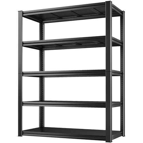 Raybee Garage Shelving Heavy Duty Storage Shelves 2000LBS Adjustable Garage Storage Shelves 5 Tier Metal Shelving Unit for Garage Heavy Duty Shelving - WoodArtSupply