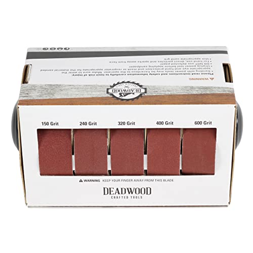 DCT Abrasive Paper 5pc Sand Paper Variety Pack with Dispenser – 150, 240, 320, 400, 600 Grit Aluminum Oxide Sandpaper Deadwood Crafted Tools