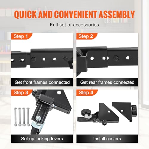 VEVOR Adjustable Universal Mobile Base 700 LBS Load-Bearing Capacity Heavy-Duty Mobile Base Rolling Mobile Base with Locking Levers, Used for - WoodArtSupply