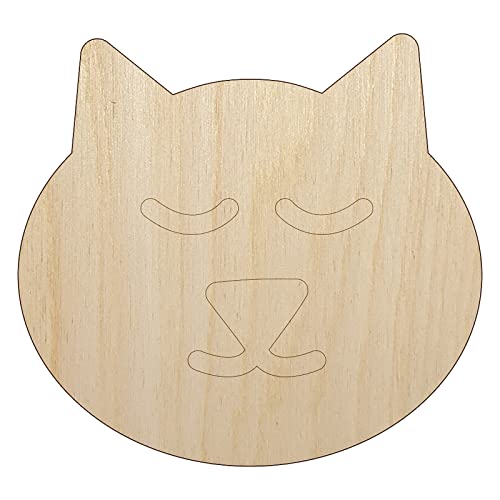 Cat Face Unfinished Wood Shape Piece Cutout for DIY Craft Projects - 1/4 Inch Thick - 4.70 Inch Size